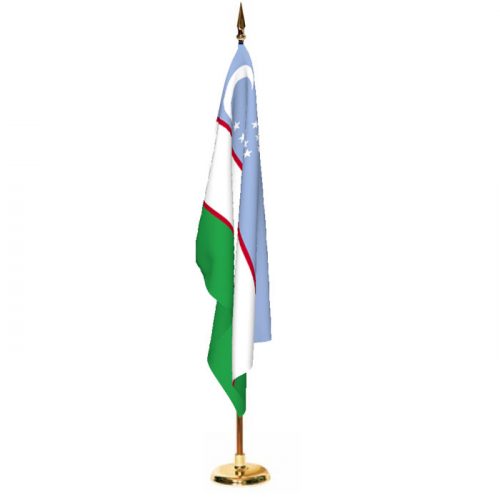 Indoor Uzbekistan Ceremonial Flag Set